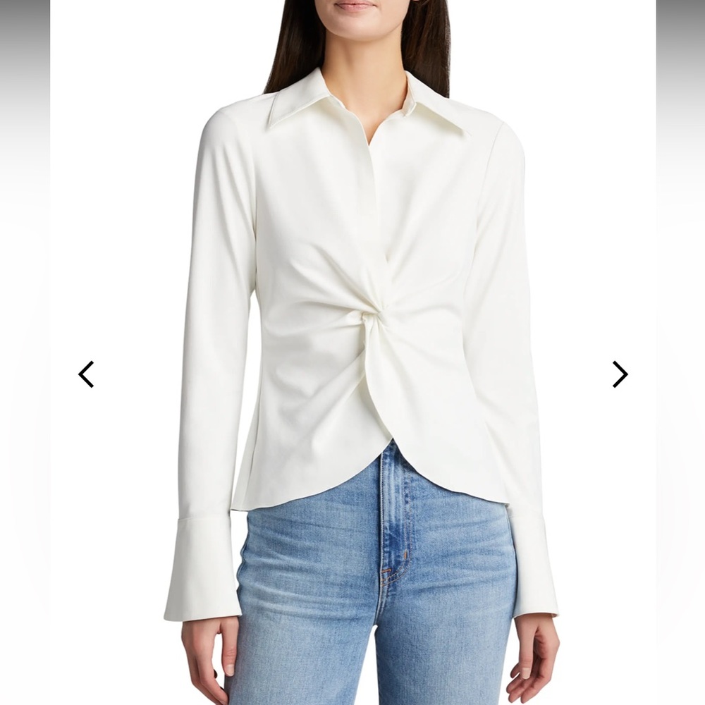 Cinq A Sept -McKenna Long-Sleeve Collared Top Size Large